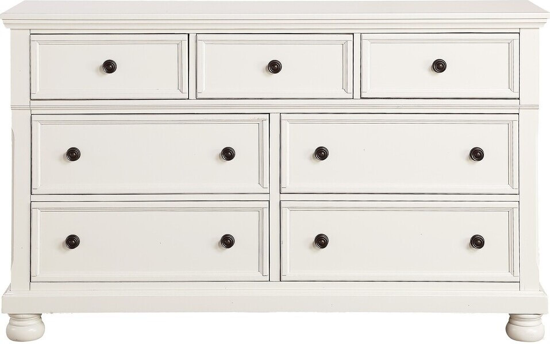 The appearance of Laurelin White Dresser designed by Homelegance in the transitional interior design. This white piece of furniture was selected by 1StopBedrooms from Laurelin Collection to add a touch of cosiness and style into your home. Sku: 1714W-5. Material: Wood.