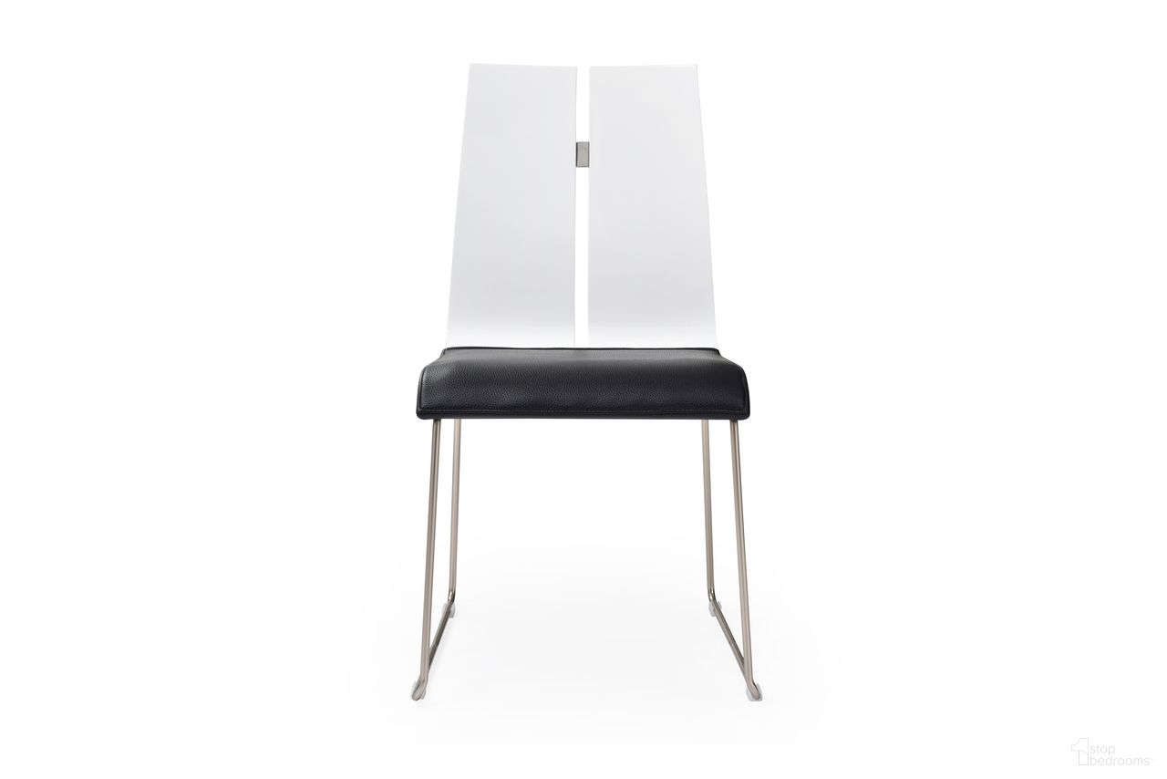 The appearance of Lauren Faux Leather Dining Chair Set of 2 In Black and White designed by Whiteline Modern Living in the modern / contemporary interior design. This white/black piece of furniture was selected by 1StopBedrooms from Lauren Collection to add a touch of cosiness and style into your home. Sku: DC1191-WHT-BLK. Material: Faux Leather. Chair Type: Side Chair.