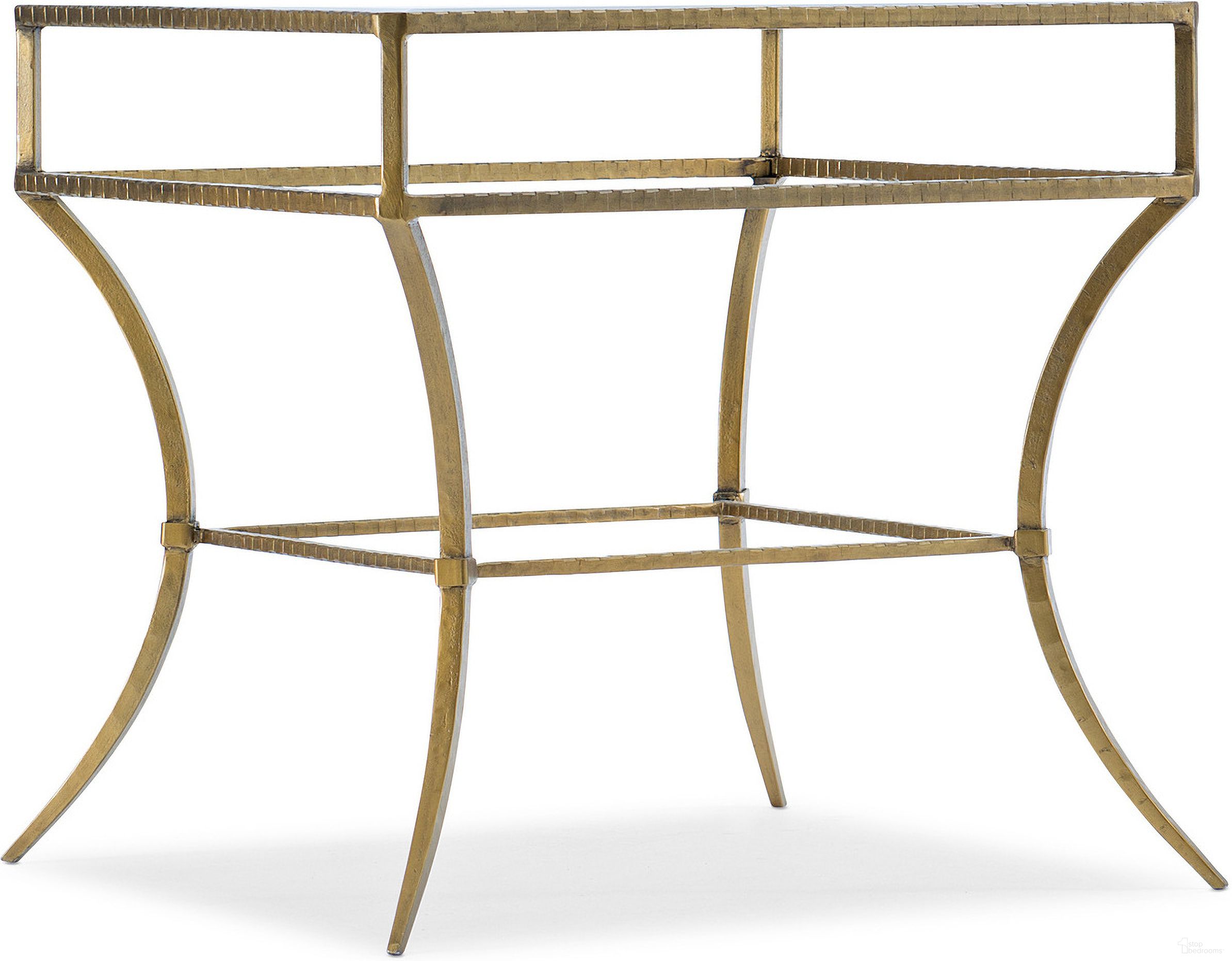 The appearance of Melange Laureng End Table designed by Hooker in the traditional interior design. This gold piece of furniture was selected by 1StopBedrooms from Melange Collection to add a touch of cosiness and style into your home. Sku: 5846-80113-15. Material: Iron.