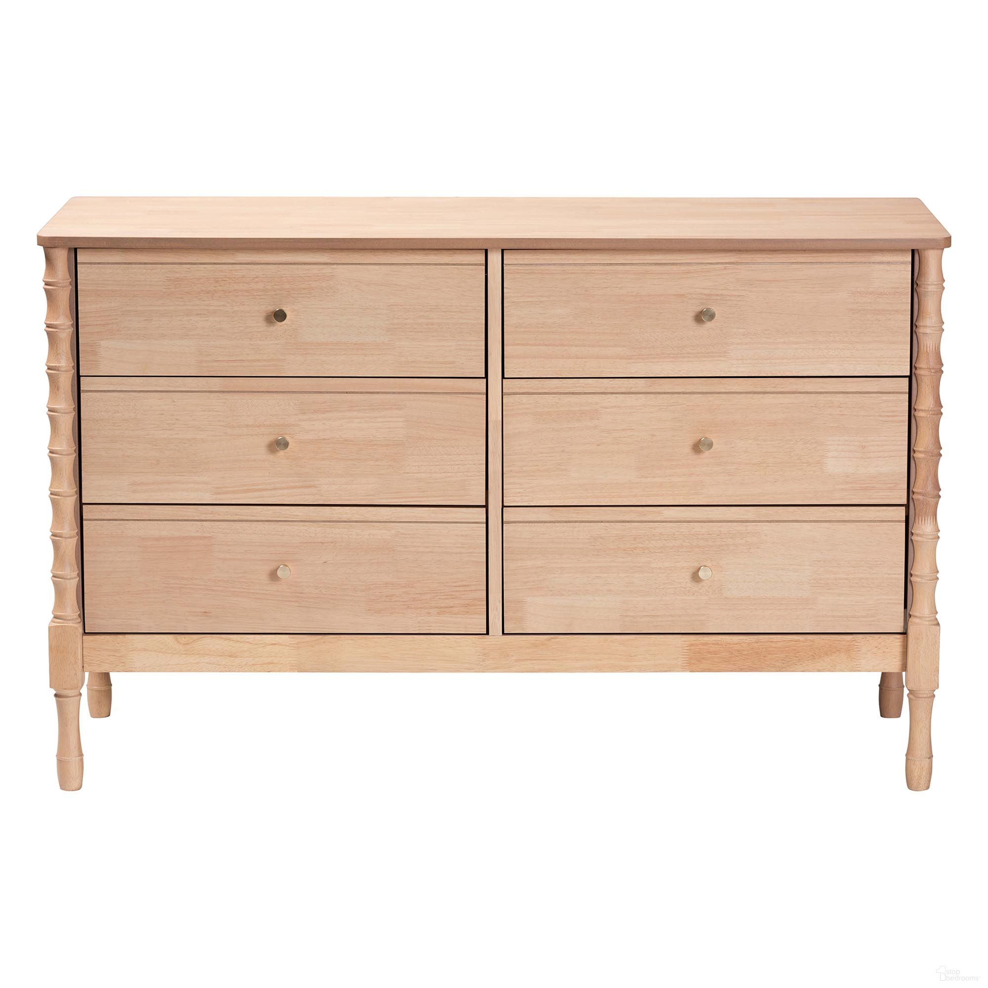 Laurent 6-Drawer Dresser with Turned Legs In Beech Brown
