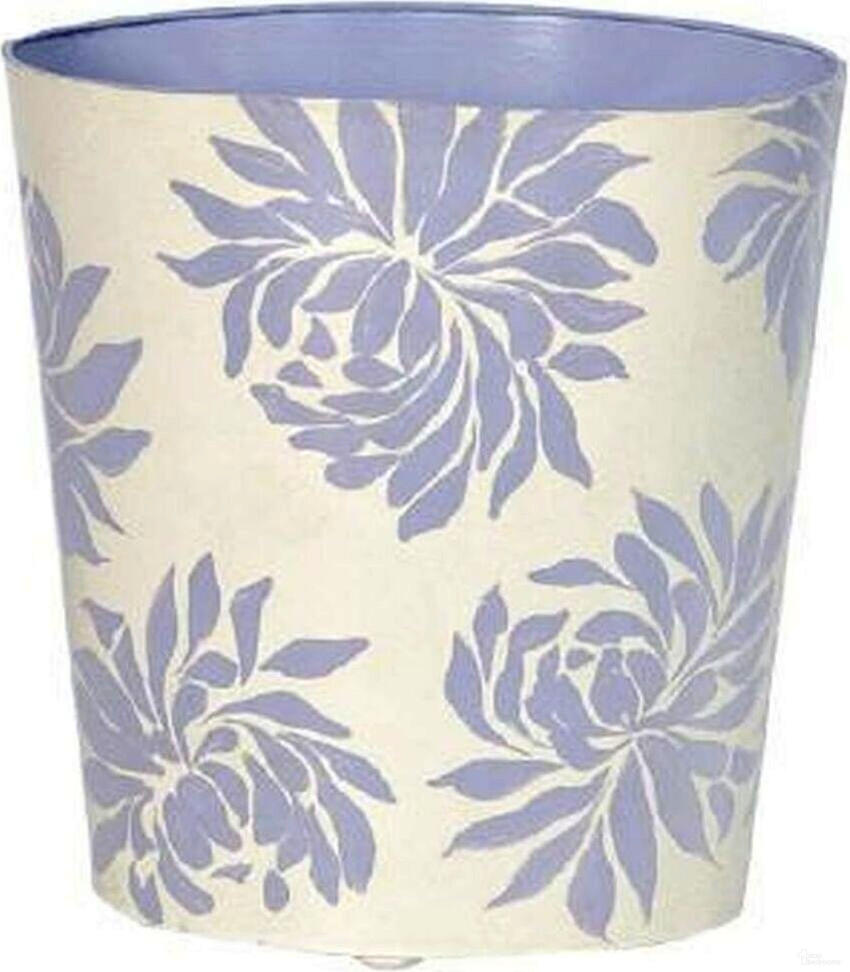 Lavender And Cream Floral Oval Wastebasket
