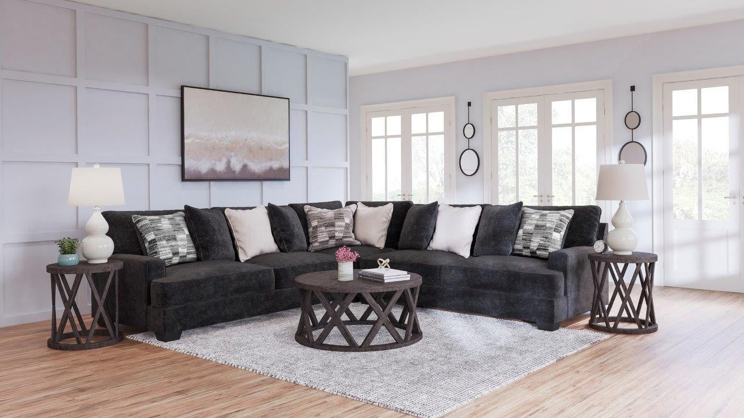 Lavernett 3 Piece Sectional In Charcoal