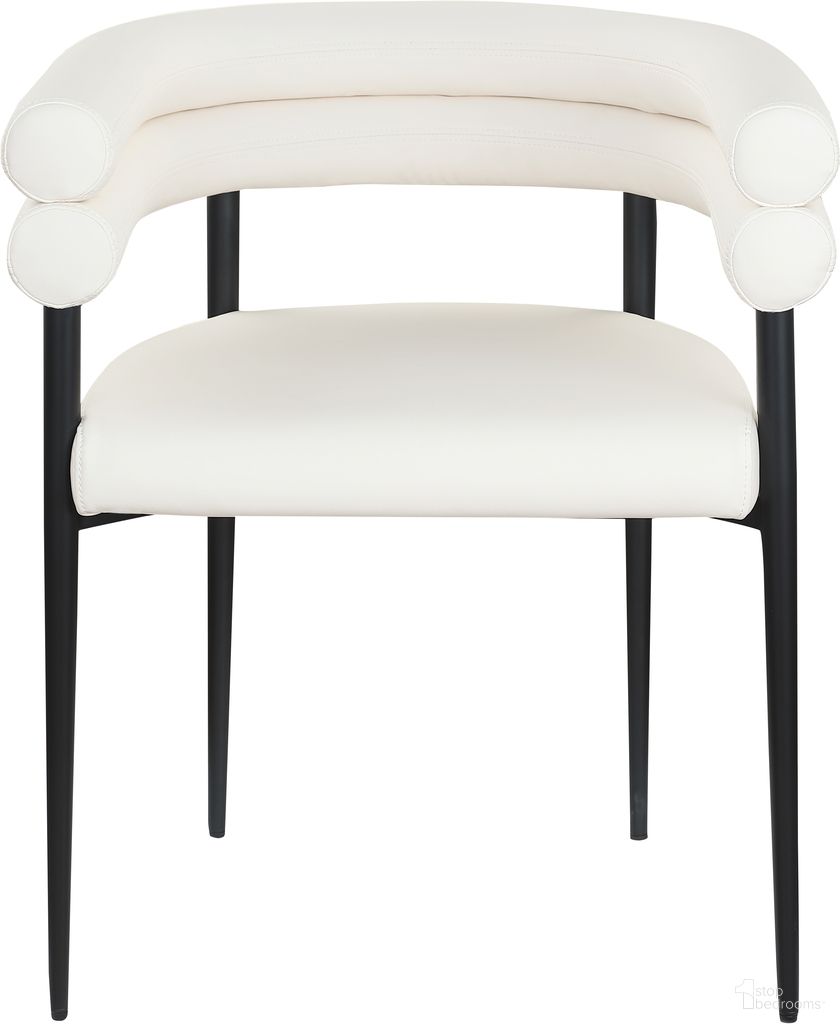 The appearance of Lavina Vegan Leather Dining Chair Set of 2 In Cream and Matte Black designed by Meridian in the modern / contemporary interior design. This cream and matte black piece of furniture was selected by 1StopBedrooms from Lavina Collection to add a touch of cosiness and style into your home. Sku: 509Cream-C. Chair Type: Arm Chair. Material: Vegan Leather.