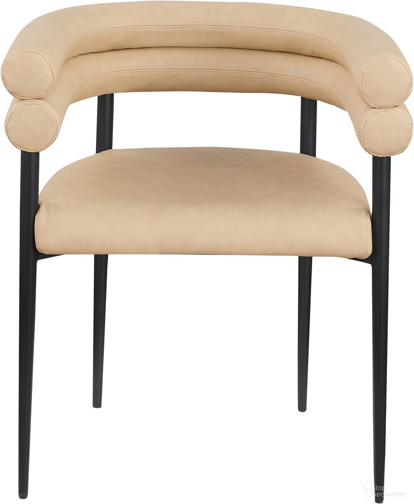 Lavina Vegan Leather Dining Chair Set of 2 In Black and Tan