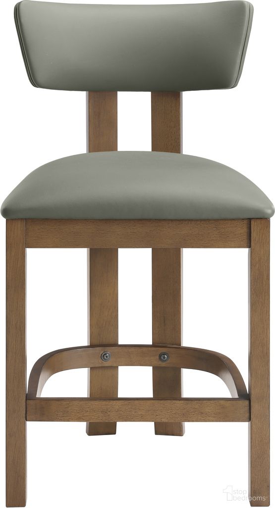 The appearance of Lavrin Vegan Leather Upholstered Counter Stool Set of 2 In Olive and Stained Walnut designed by Meridian in the modern / contemporary interior design. This olive/stained walnut piece of furniture  was selected by 1StopBedrooms from Lavrin Collection to add a touch of cosiness and style into your home. Sku: 88061Olive-C. Material: Vegan Leather.