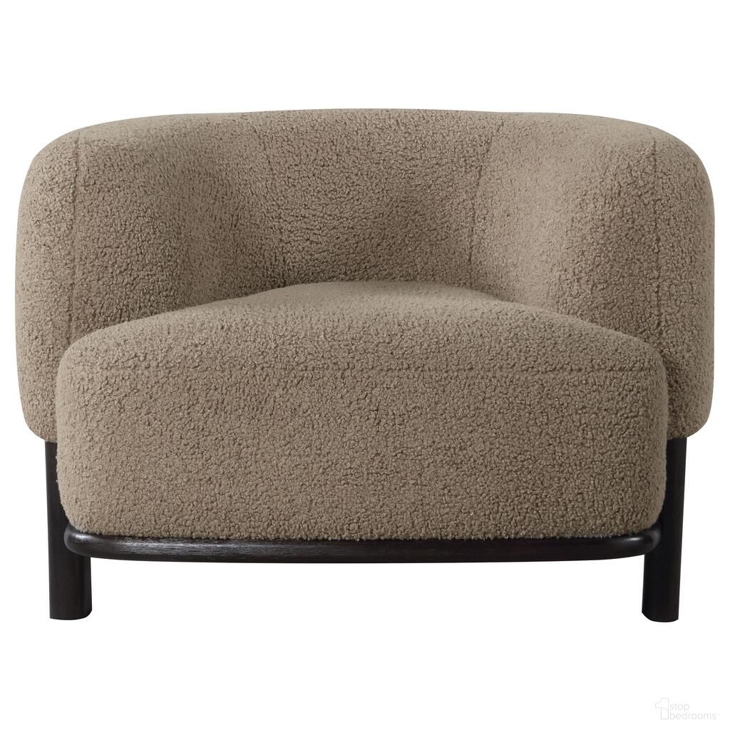 The appearance of Lawler Upholstered Barrel Back Accent Chair In Mushroom designed by Coaster in the modern / contemporary interior design. This mushroom piece of furniture  was selected by 1StopBedrooms from Lawler Collection to add a touch of cosiness and style into your home. Sku: 903170. Material: Upholstered.