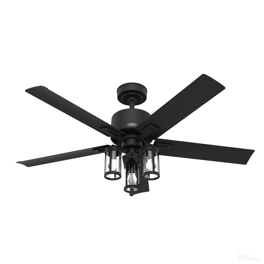 Lawndale 52 Inch Damp Rated Ceiling Fan with LED Light Kit and Pull Chain In Matte Black