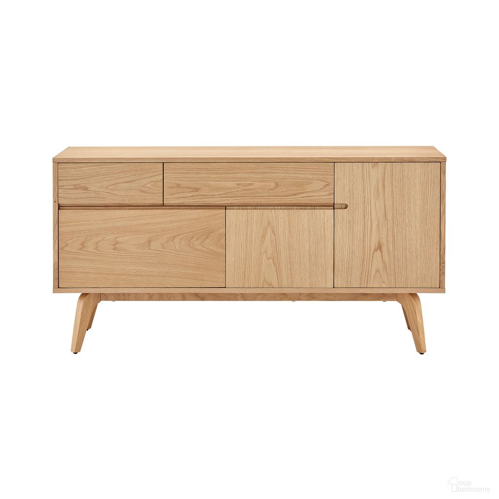 The appearance of Lawrence 59 Inch Sideboard In Oak designed by Euro Style in the traditional interior design. This oak piece of furniture was selected by 1StopBedrooms from Lawrence Collection to add a touch of cosiness and style into your home. Sku: 38936-OAK. Material: MDF.