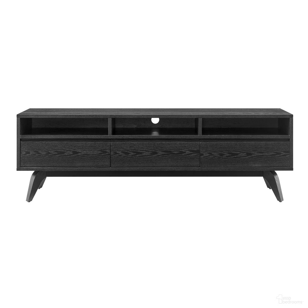 The appearance of Lawrence 63 Inch Media Stand In Matte Black designed by Euro Style in the modern / contemporary interior design. This matte black piece of furniture  was selected by 1StopBedrooms from Lawrence Collection to add a touch of cosiness and style into your home. Sku: 38930-BLK. Material: MDF.
