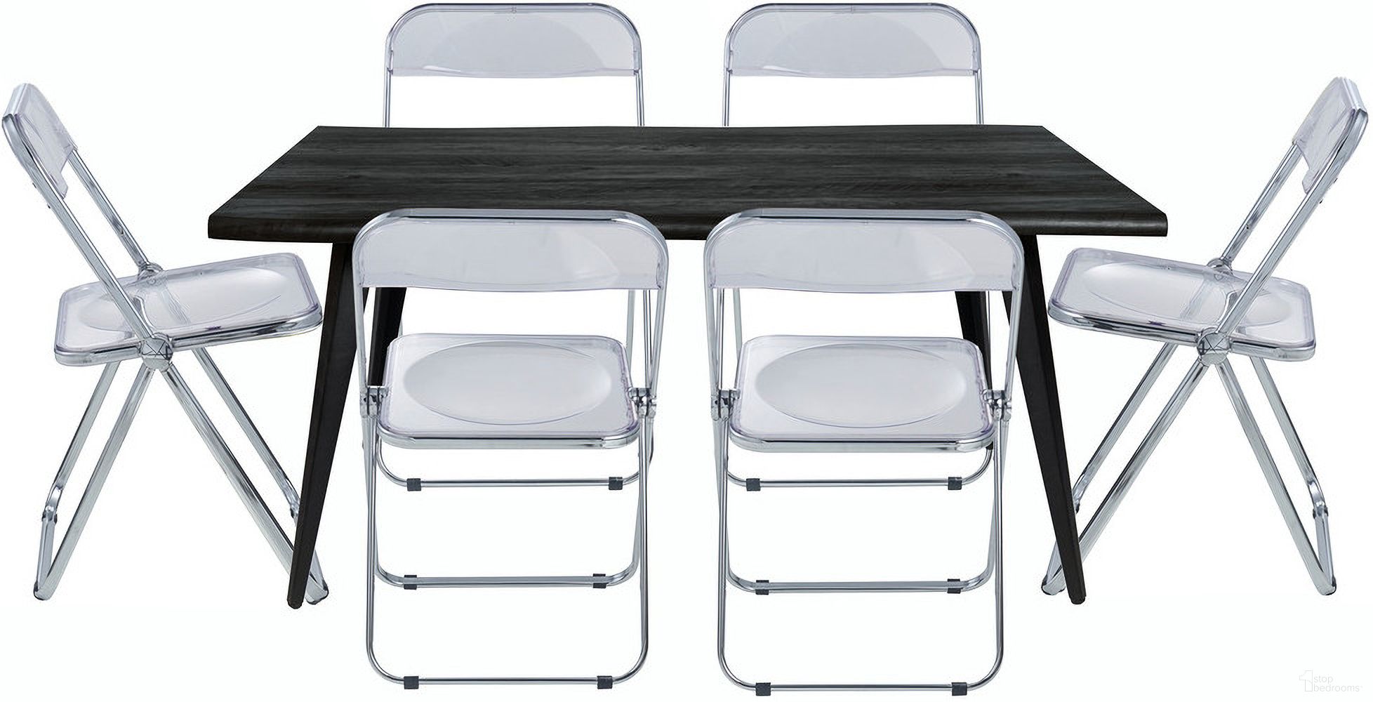 The appearance of Lawrence 7 Piece Rectangular Dining Table Set In Clear designed by LeisureMod in the modern / contemporary interior design. This clear piece of furniture was selected by 1StopBedrooms from Lawrence Collection to add a touch of cosiness and style into your home. Sku: LF19RTM63CL6. Material: Acrylic.