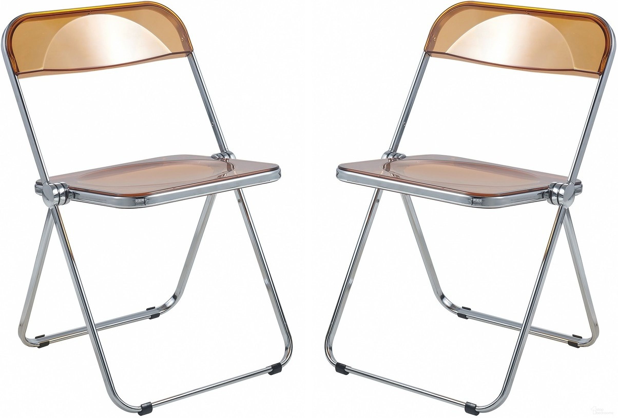 The appearance of Lawrence Acrylic Folding Chair Set of 2 In Tangerine/Chrome designed by LeisureMod in the modern / contemporary interior design. This tangerine piece of furniture was selected by 1StopBedrooms from Lawrence Collection to add a touch of cosiness and style into your home. Sku: LF19OR2. Material: Acrylic. Chair Type: Side Chair.