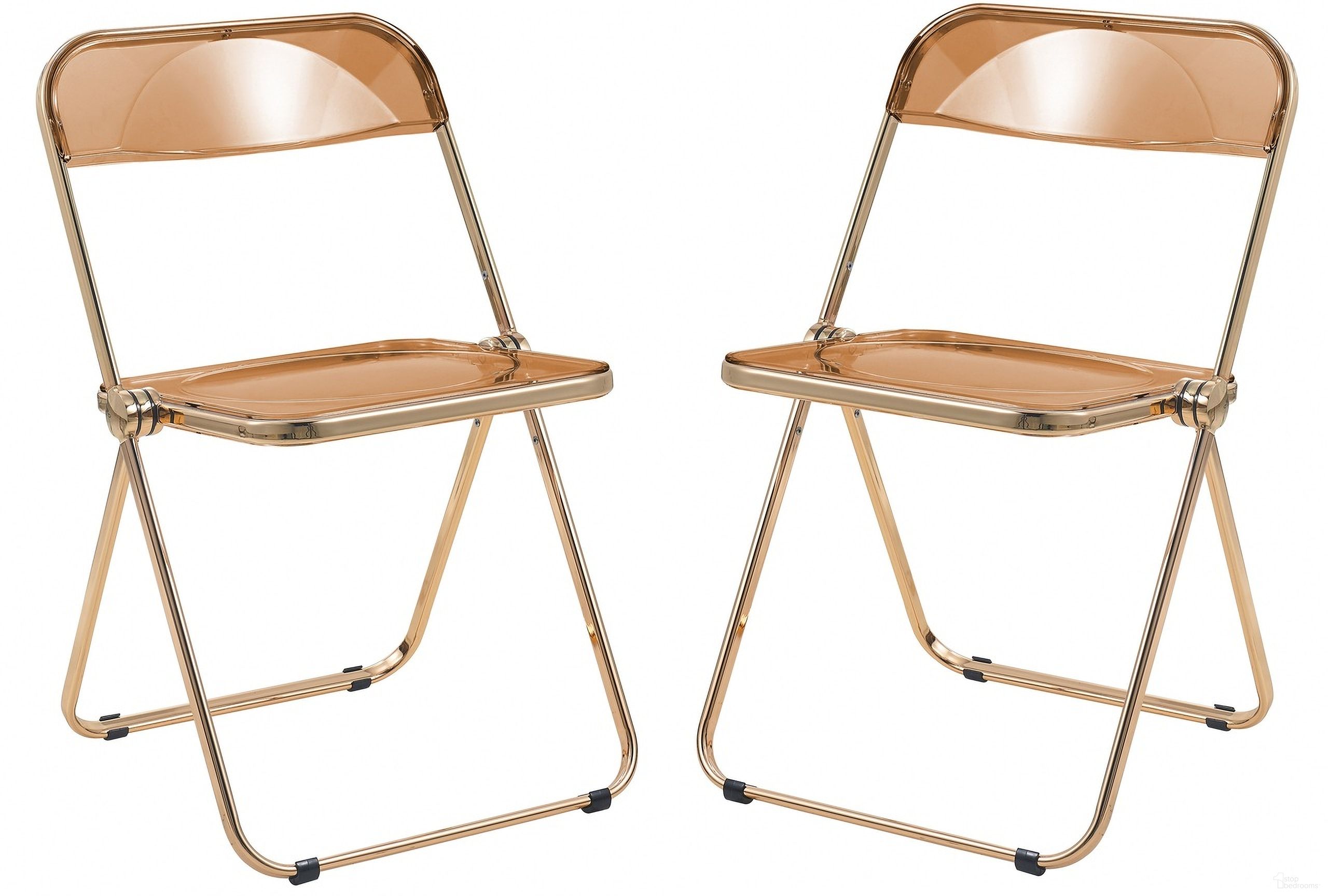 The appearance of Lawrence Acrylic Folding Chair Set of 2 In Tangerine/Gold designed by LeisureMod in the modern / contemporary interior design. This tangerine piece of furniture was selected by 1StopBedrooms from Lawrence Collection to add a touch of cosiness and style into your home. Sku: LFG19OR2. Material: Acrylic. Chair Type: Side Chair.