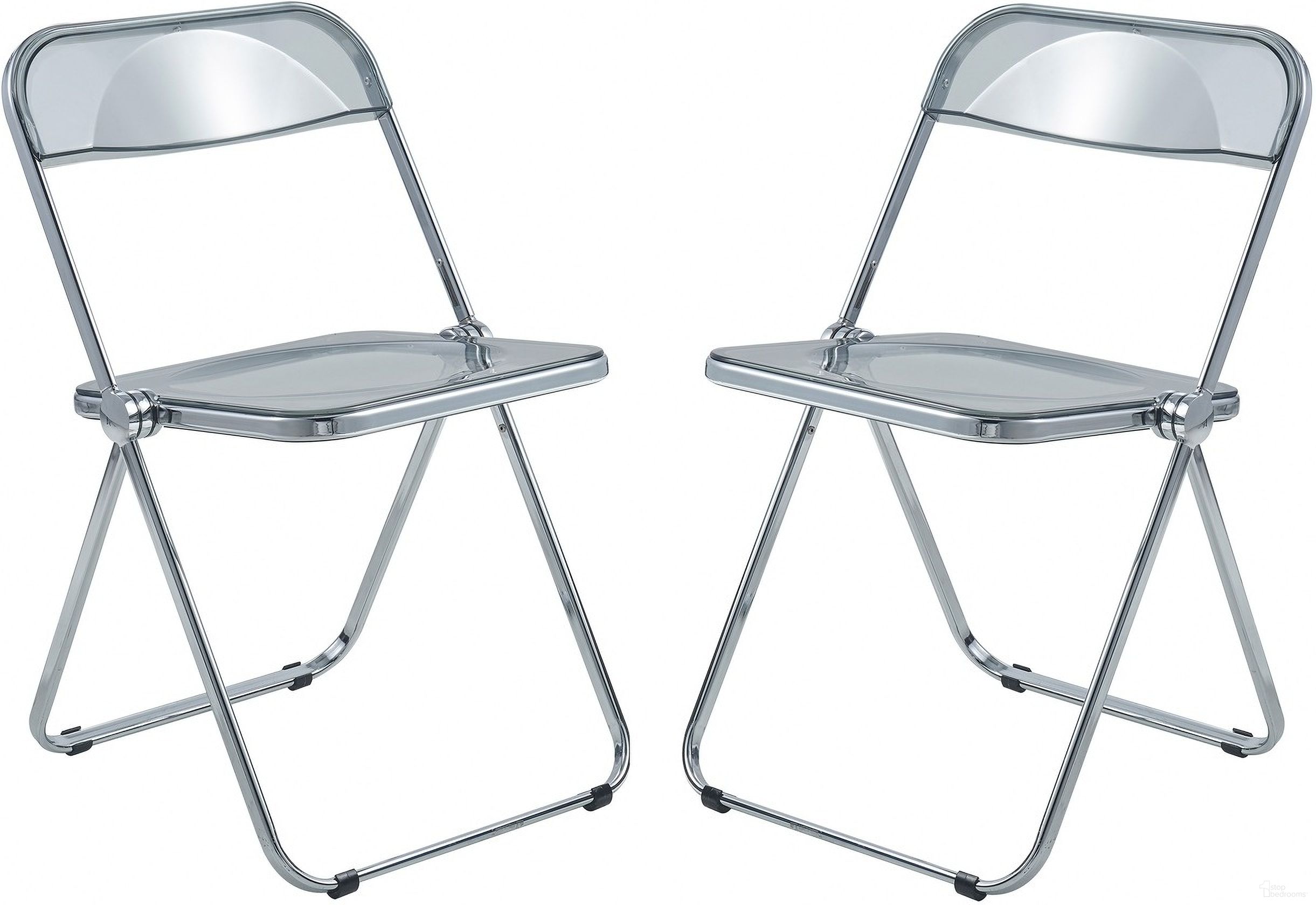 The appearance of Lawrence Acrylic Folding Chair Set of 2 In Transparent Black/Chrome designed by LeisureMod in the modern / contemporary interior design. This transparent black piece of furniture  was selected by 1StopBedrooms from Lawrence Collection to add a touch of cosiness and style into your home. Sku: LF19TBL2. Material: Acrylic. Chair Type: Side Chair.
