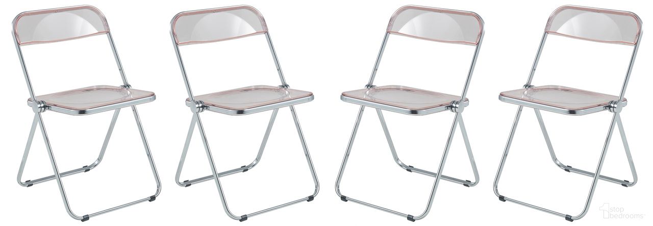 The appearance of Lawrence Acrylic Folding Chair Set of 4 In Rose Pink designed by LeisureMod in the modern / contemporary interior design. This pink piece of furniture  was selected by 1StopBedrooms from Lawrence Collection to add a touch of cosiness and style into your home. Sku: LF19PK4. Material: Acrylic. Chair Type: Side Chair.
