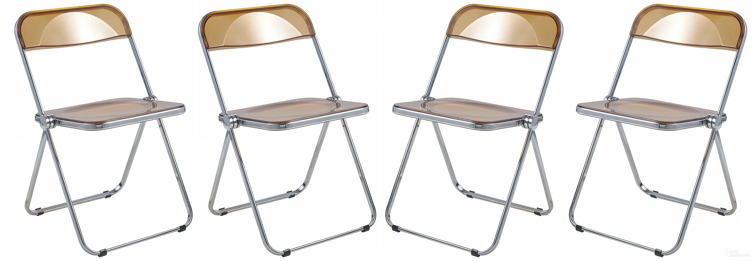 The appearance of Lawrence Acrylic Folding Chair Set of 4 In Tangerine/Chrome designed by LeisureMod in the modern / contemporary interior design. This tangerine piece of furniture was selected by 1StopBedrooms from Lawrence Collection to add a touch of cosiness and style into your home. Sku: LF19OR4. Material: Acrylic. Chair Type: Side Chair.