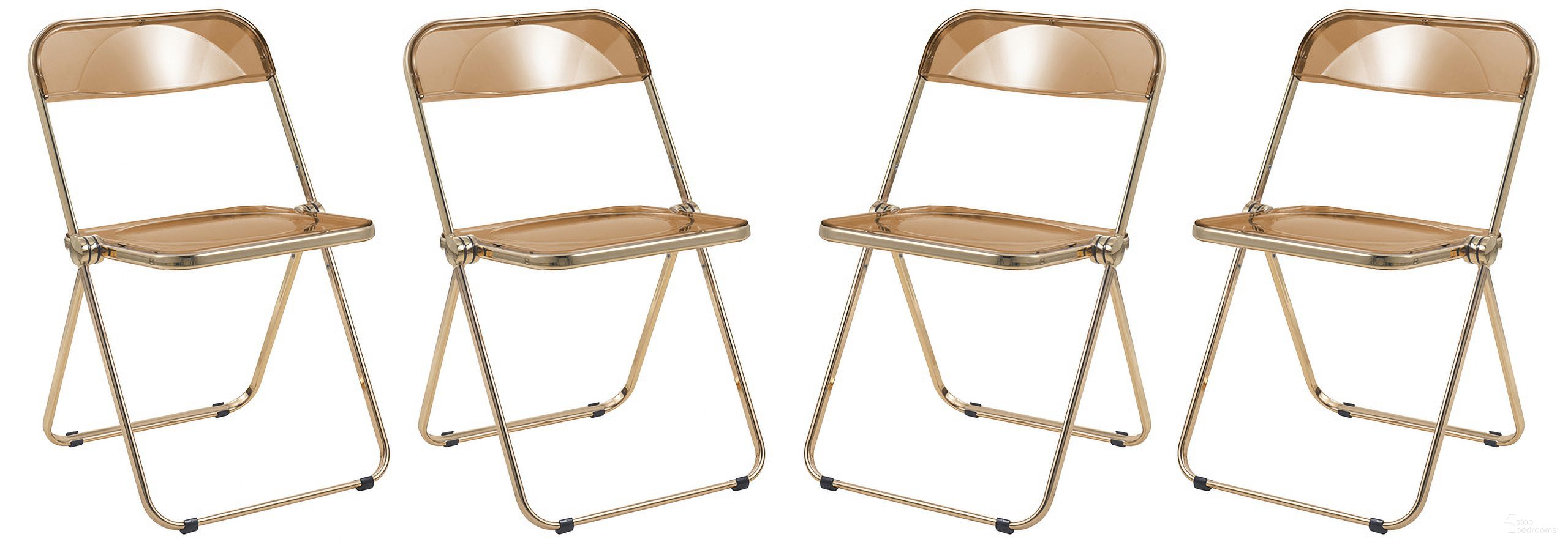 The appearance of Lawrence Acrylic Folding Chair Set of 4 In Tangerine/Gold designed by LeisureMod in the modern / contemporary interior design. This tangerine piece of furniture was selected by 1StopBedrooms from Lawrence Collection to add a touch of cosiness and style into your home. Sku: LFG19OR4. Material: Acrylic. Chair Type: Side Chair.