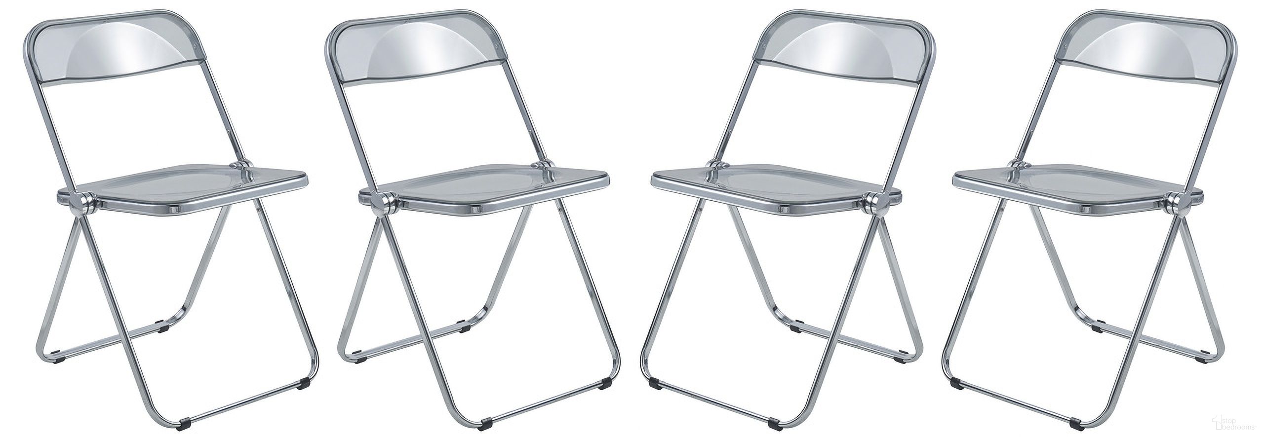The appearance of Lawrence Acrylic Folding Chair Set of 4 In Transparent Black/Chrome designed by LeisureMod in the modern / contemporary interior design. This transparent black piece of furniture  was selected by 1StopBedrooms from Lawrence Collection to add a touch of cosiness and style into your home. Sku: LF19TBL4. Material: Acrylic. Chair Type: Side Chair.