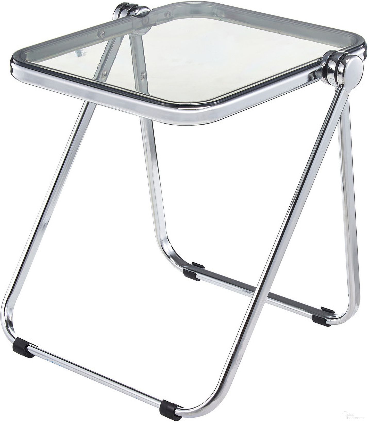 Lawrence Rectangular Folding Side Table In Transparent Black