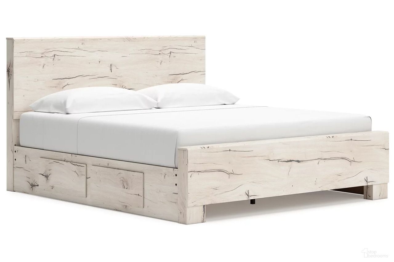 The appearance of Lawroy King Panel Bed with Storage In Light Natural designed by Signature Design by Ashley in the transitional interior design. This light natural piece of furniture was selected by 1StopBedrooms from Lawroy Collection to add a touch of cosiness and style into your home. Sku: B100-14;B2310-56;B2310-58;B2310-60;B2310-60. Bed Type: Panel Bed. Material: Wood. Bed Size: King.