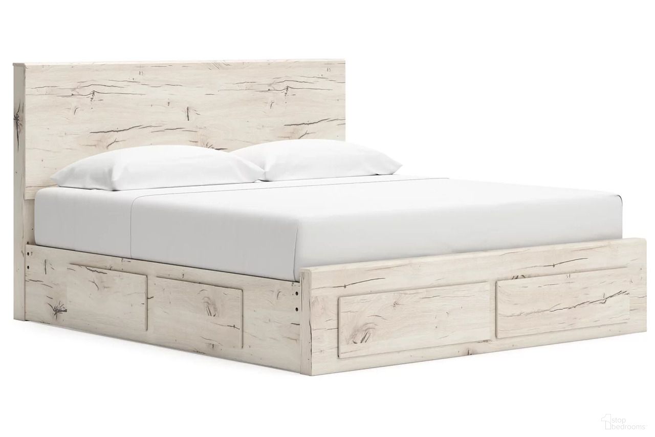 The appearance of Lawroy King Panel Storage Bed In Light Natural designed by Signature Design by Ashley in the transitional interior design. This light natural piece of furniture was selected by 1StopBedrooms from Lawroy Collection to add a touch of cosiness and style into your home. Sku: B100-14;B2310-56S;B2310-58;B2310-60;B2310-60. Bed Type: Storage Bed. Material: Wood. Bed Size: King.