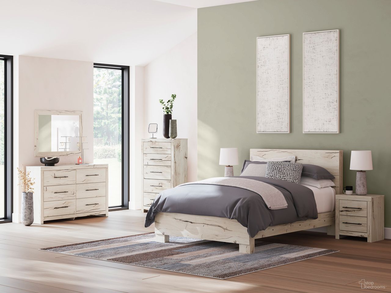 The appearance of Lawroy Panel Bedroom Set In Light Natural designed by Signature Design by Ashley in the transitional interior design. This light natural piece of furniture was selected by 1StopBedrooms from Lawroy Collection to add a touch of cosiness and style into your home. Sku: B2310-54;B2310-57;B2310-96;B2310-92. Bed Type: Panel Bed. Material: Wood. Bed Size: Queen.