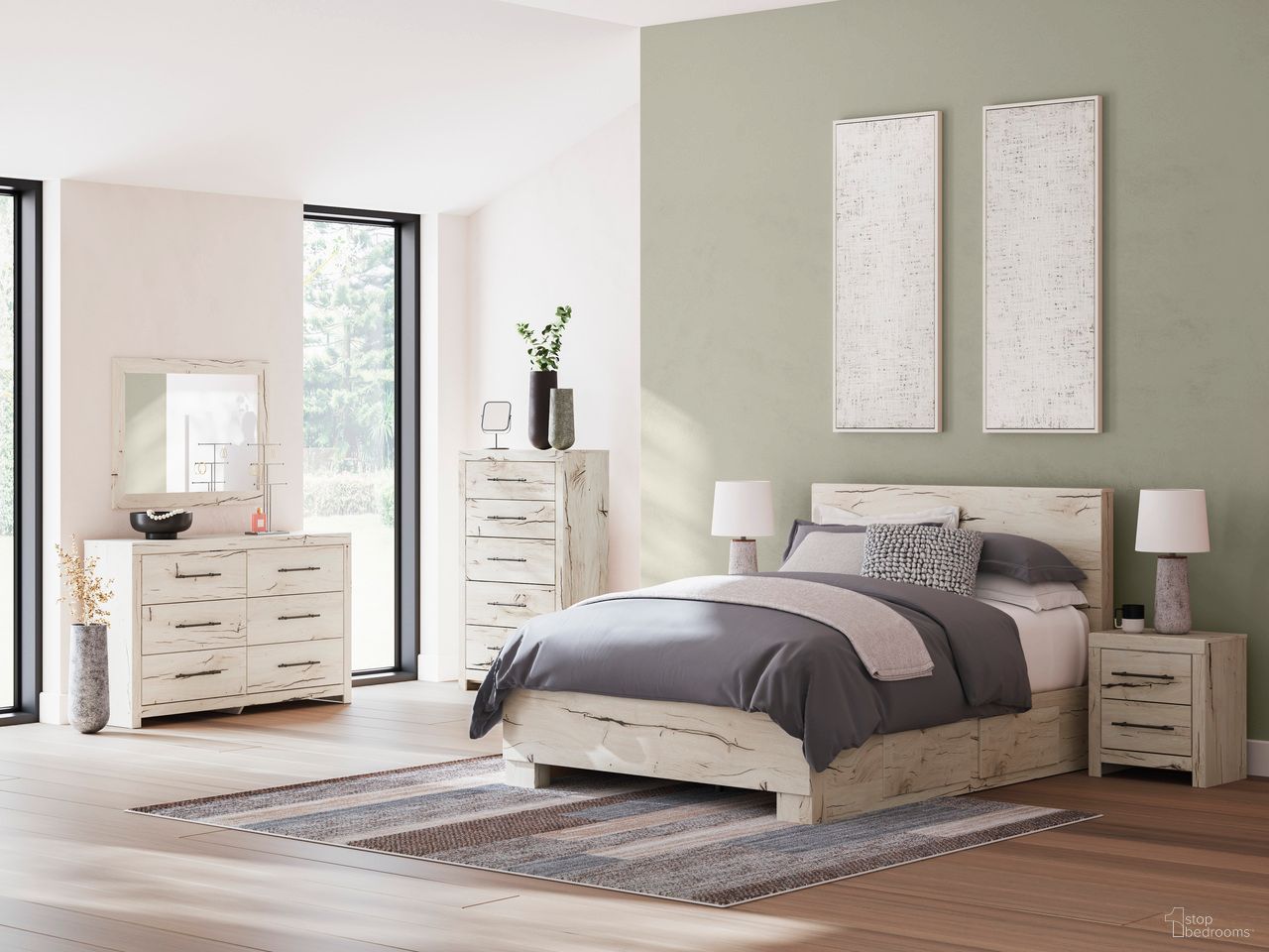 The appearance of Lawroy Panel Bedroom Set With Storage In Light Natural designed by Signature Design by Ashley in the transitional interior design. This light natural piece of furniture was selected by 1StopBedrooms from Lawroy Collection to add a touch of cosiness and style into your home. Sku: B100-13;B2310-54;B2310-57;B2310-60;B2310-60;B2310-92. Bed Type: Panel Bed. Material: Wood. Bed Size: Queen.