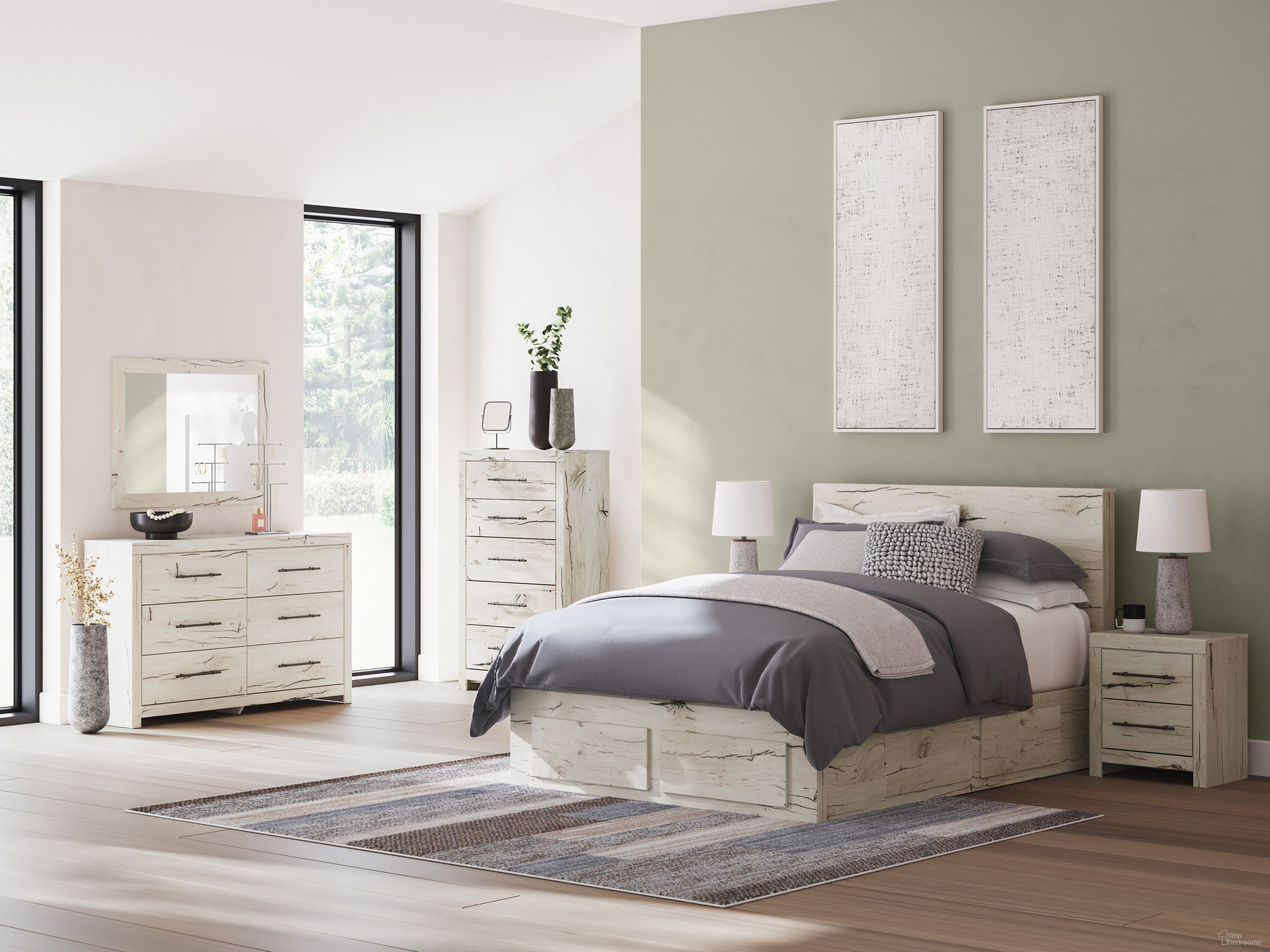 The appearance of Lawroy Panel Storage Bedroom Set In Light Natural designed by Signature Design by Ashley in the transitional interior design. This light natural piece of furniture  was selected by 1StopBedrooms from Lawroy Collection to add a touch of cosiness and style into your home. Sku: B100-13;B2310-54S;B2310-57;B2310-60;B2310-60;B2310-92. Bed Type: Storage Bed. Material: Wood. Bed Size: Queen.
