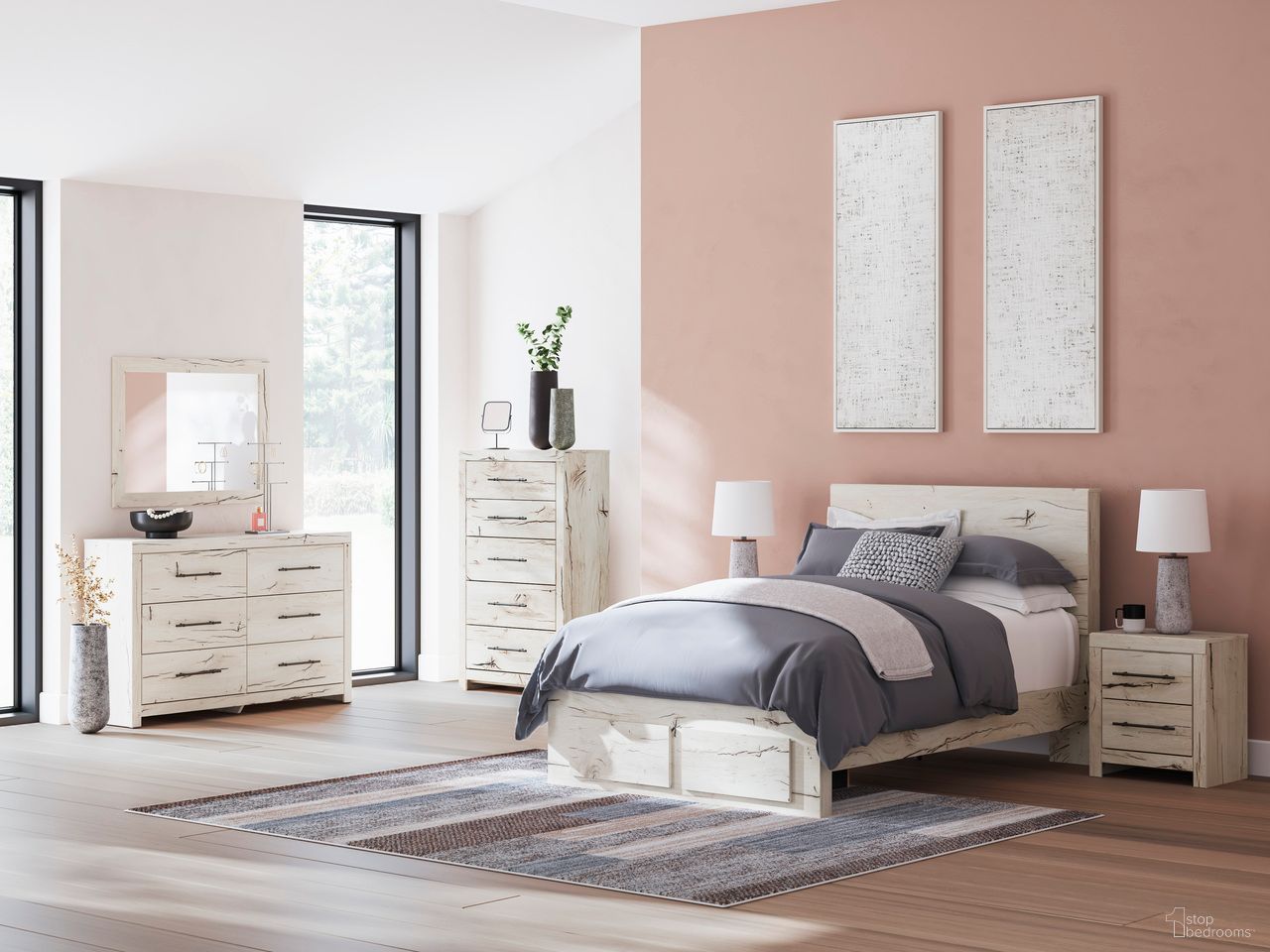 The appearance of Lawroy Youth Panel Bedroom Set In Light Natural designed by Signature Design by Ashley in the transitional interior design. This light natural piece of furniture was selected by 1StopBedrooms from Lawroy Collection to add a touch of cosiness and style into your home. Sku: B100-12;B2310-84S;B2310-87;B2310-89;B2310-92. Bed Type: Storage Bed. Material: Wood. Bed Size: Full.