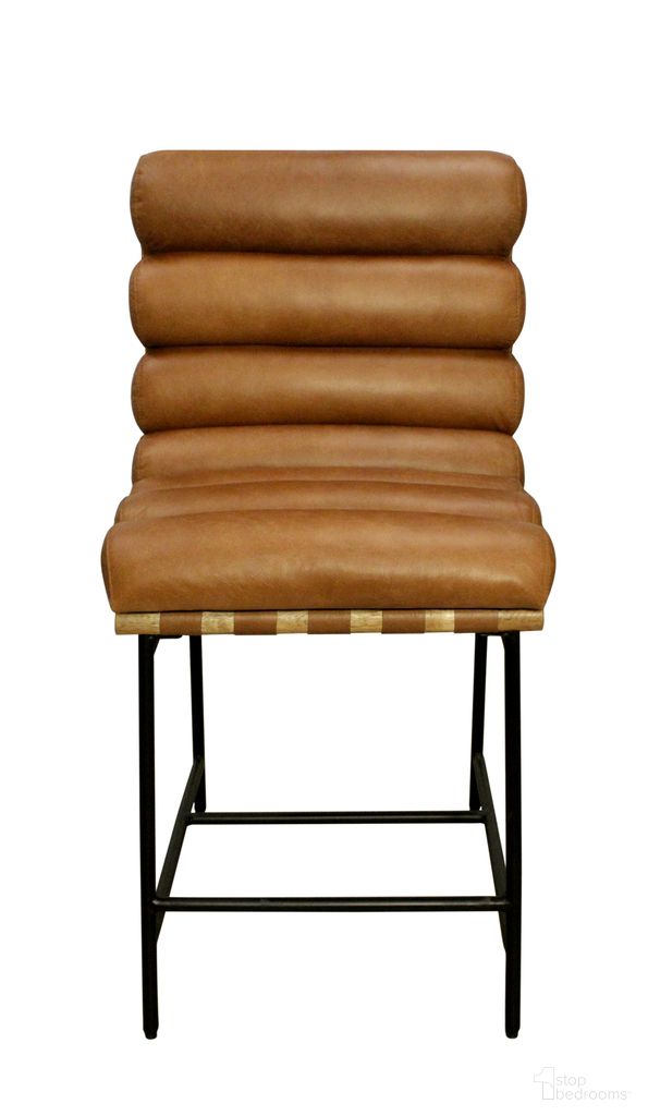Layla Counter Stool In Tan Leather