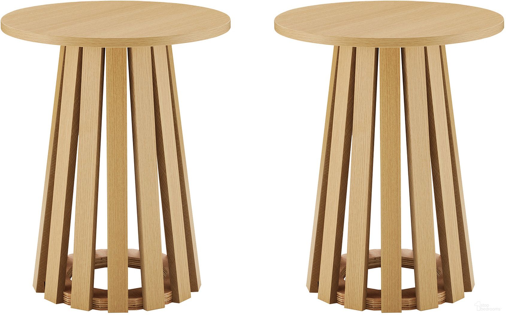 The appearance of Layla End Table Set of 2 In Natural Oak designed by Manhattan Comfort in the modern / contemporary interior design. This natural oak piece of furniture  was selected by 1StopBedrooms from Layla Collection to add a touch of cosiness and style into your home. Sku: ET012-NA;ET012-NA. Material: MDF.