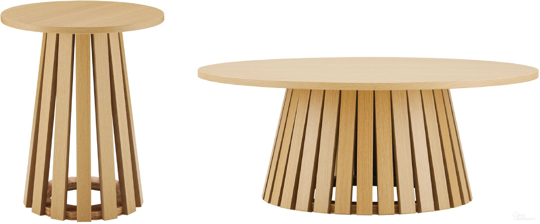 The appearance of Layla Occasional Table Set In Natural Oak designed by Manhattan Comfort in the modern / contemporary interior design. This natural oak piece of furniture  was selected by 1StopBedrooms from Layla Collection to add a touch of cosiness and style into your home. Sku: CT019-NA;ET012-NA. Material: MDF.