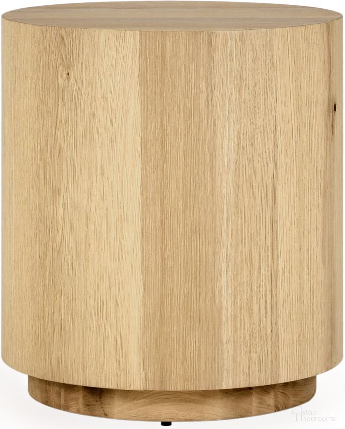 The appearance of Layne 20 Inch Round End Table In Natural designed by Classic Home in the modern / contemporary interior design. This natural piece of furniture  was selected by 1StopBedrooms from Layne Collection to add a touch of cosiness and style into your home. Sku: 51031414. Material: Oak Veneer.