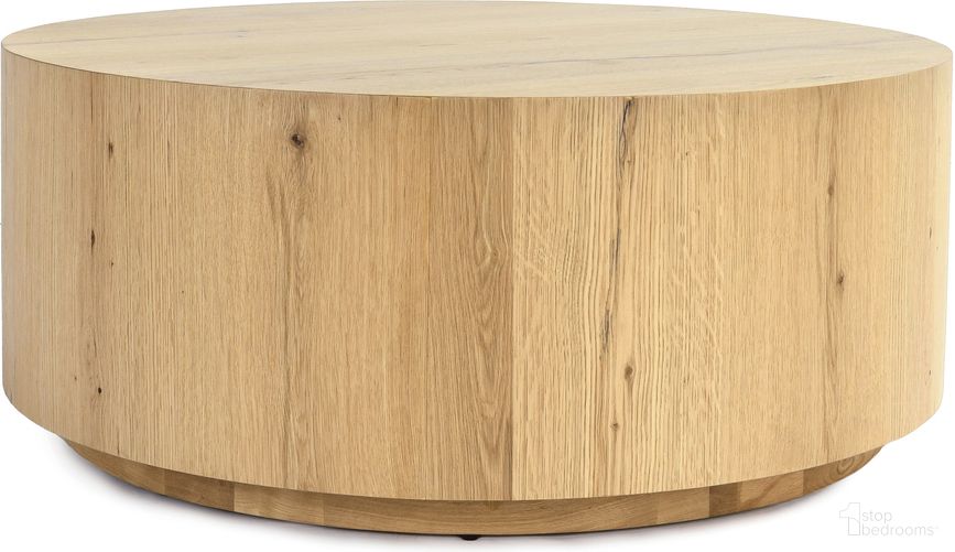 The appearance of Layne 42 Inch Round Coffee Table with Casters In Natural designed by Classic Home in the modern / contemporary interior design. This natural piece of furniture  was selected by 1StopBedrooms from Layne Collection to add a touch of cosiness and style into your home. Sku: 51031410. Material: Oak Veneer.