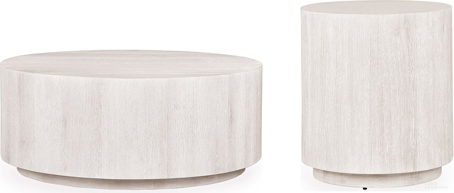 Layne Round Occasional Table Set In White Wash
