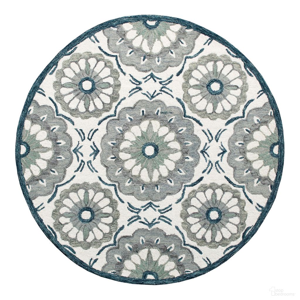 Lazix Suzani Hand-Tufted Wool Area Rug In Ivory and Gray