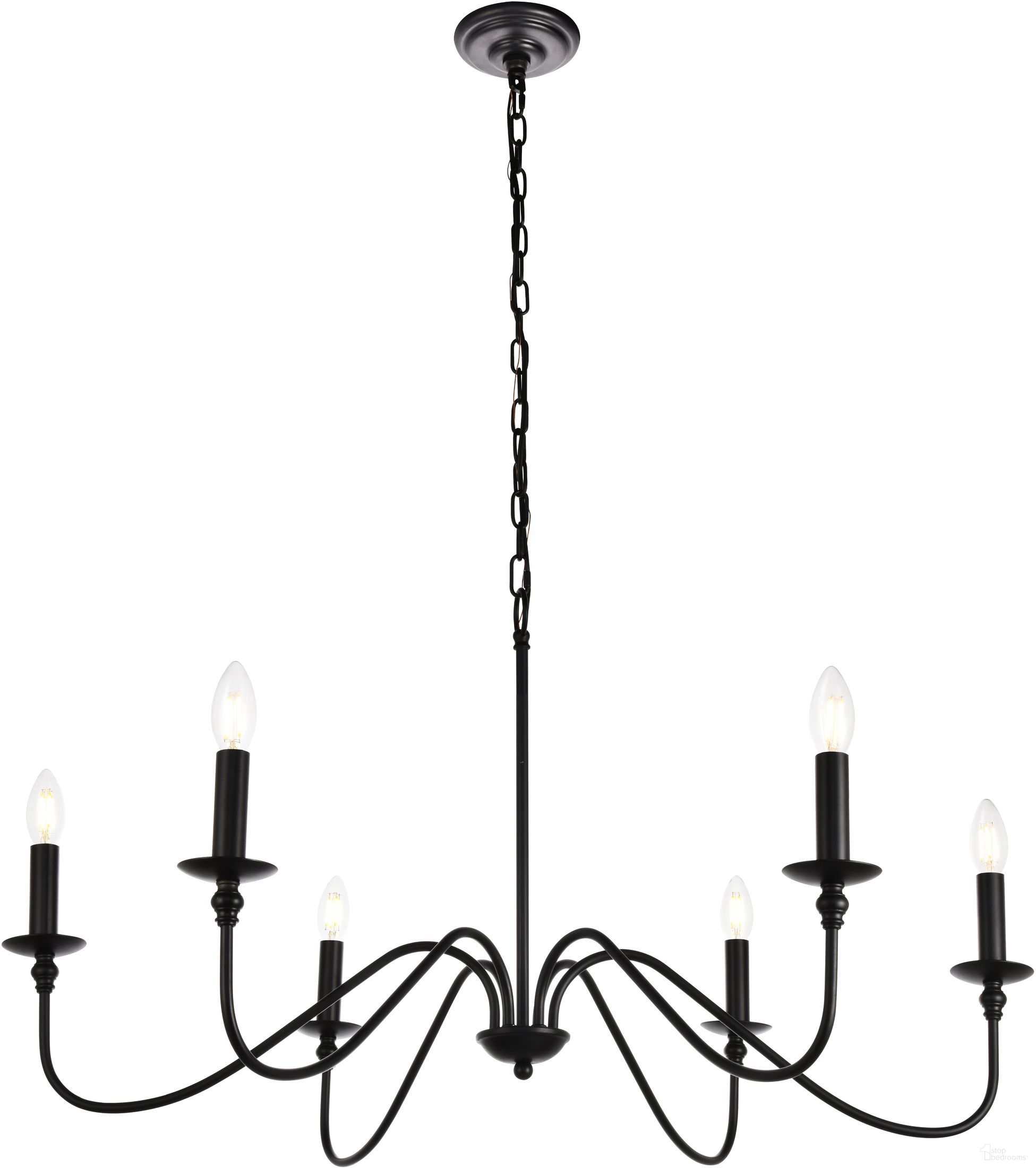 Rohan 36" Matte Black 6 Light Chandelier