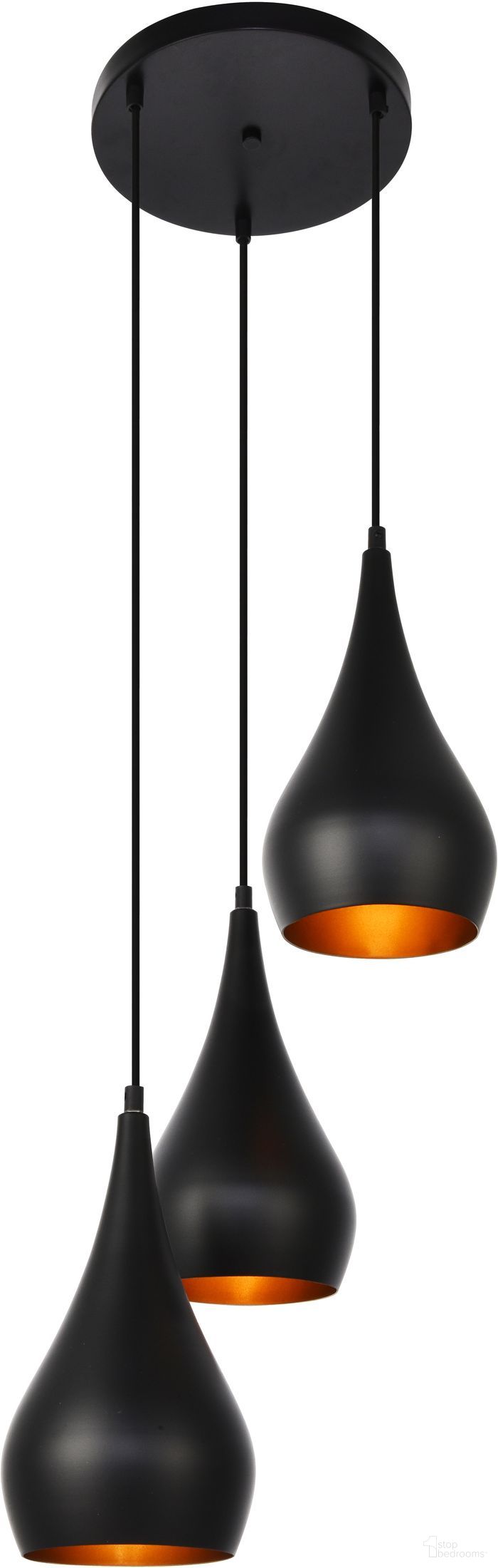Nora 14.5" Black 3 Light Pendant