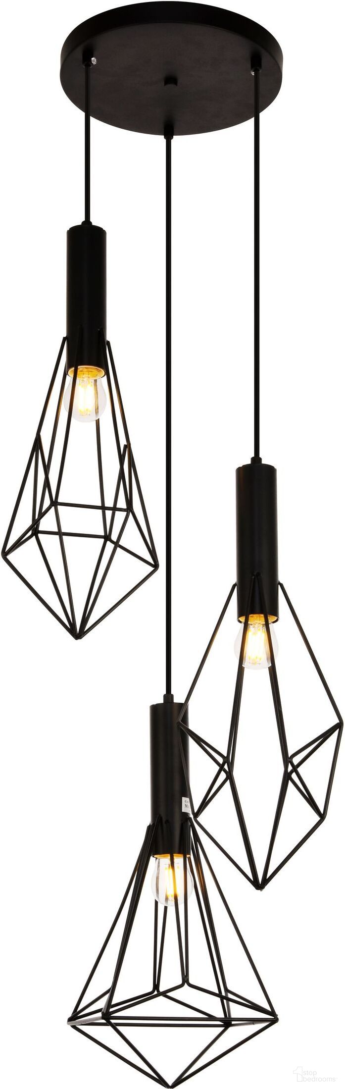 Jago 16" Black 3 Light Pendant