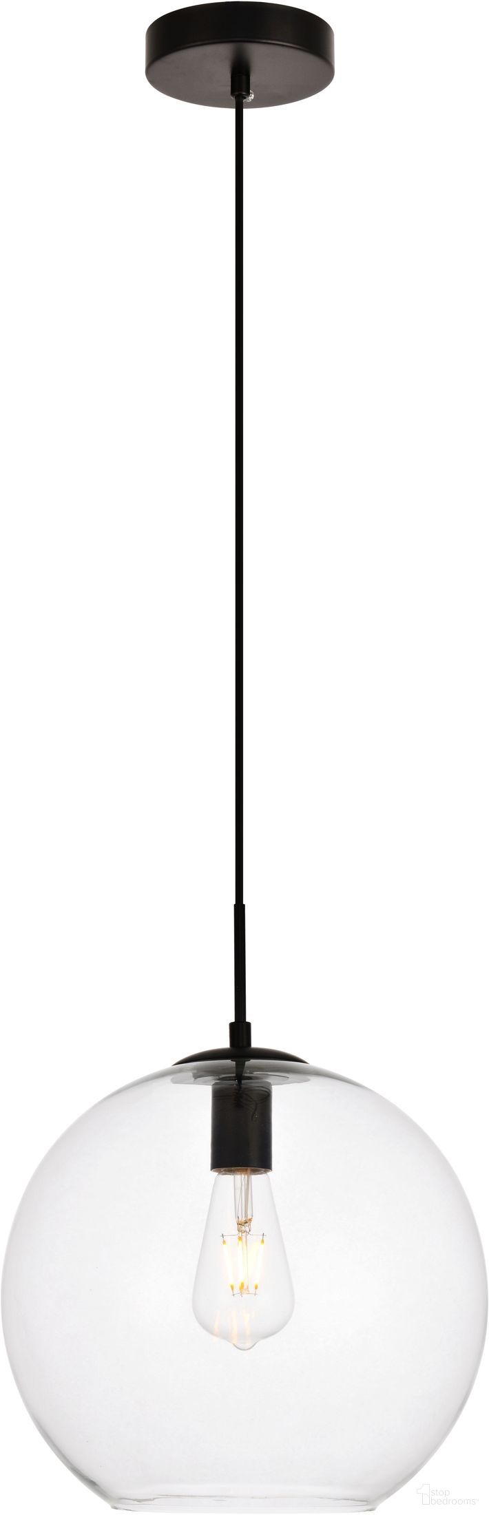 Placido 11.8" Black And Clear 1 Light Pendant