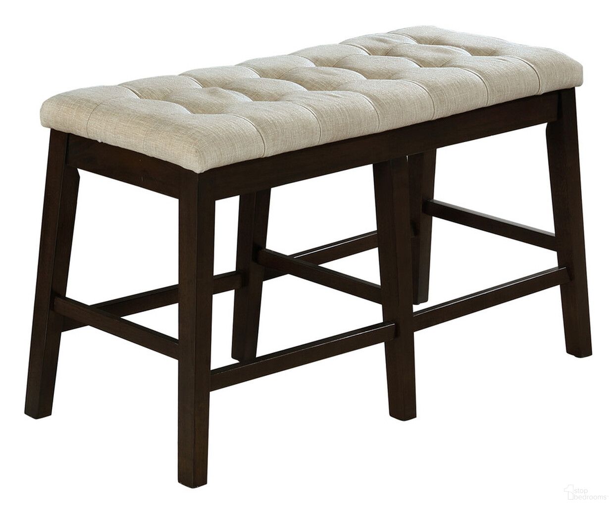 The appearance of Leah Counter Height Dining Bench In Beige Linen Fabric and Cappuccino Wood designed by Best Quality Furniture in the traditional interior design. This beige and cappuccino piece of furniture was selected by 1StopBedrooms from Leah Collection to add a touch of cosiness and style into your home. Sku: D170-CHB. Material: Wood.