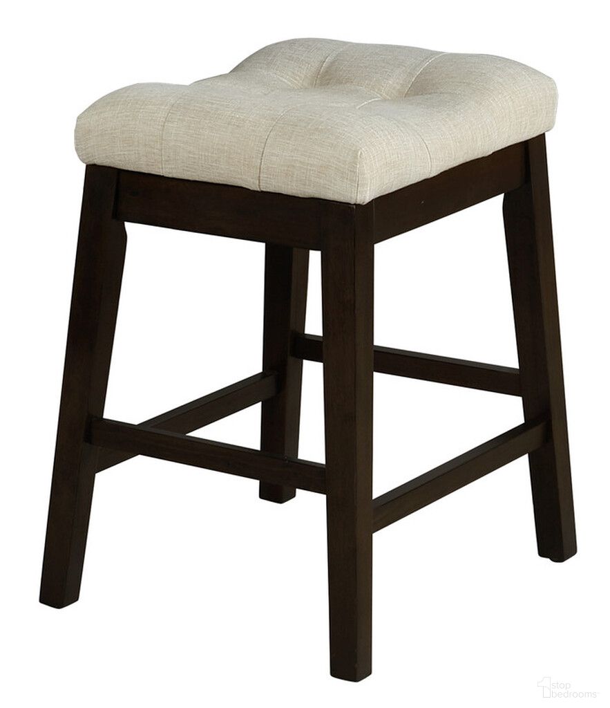 The appearance of Leah Counter Height Dining Stools Set of 2 In Beige Linen Fabric and Cappuccino Wood designed by Best Quality Furniture in the traditional interior design. This beige and cappuccino piece of furniture  was selected by 1StopBedrooms from Leah Collection to add a touch of cosiness and style into your home. Sku: D170-CHC2. Material: Wood.