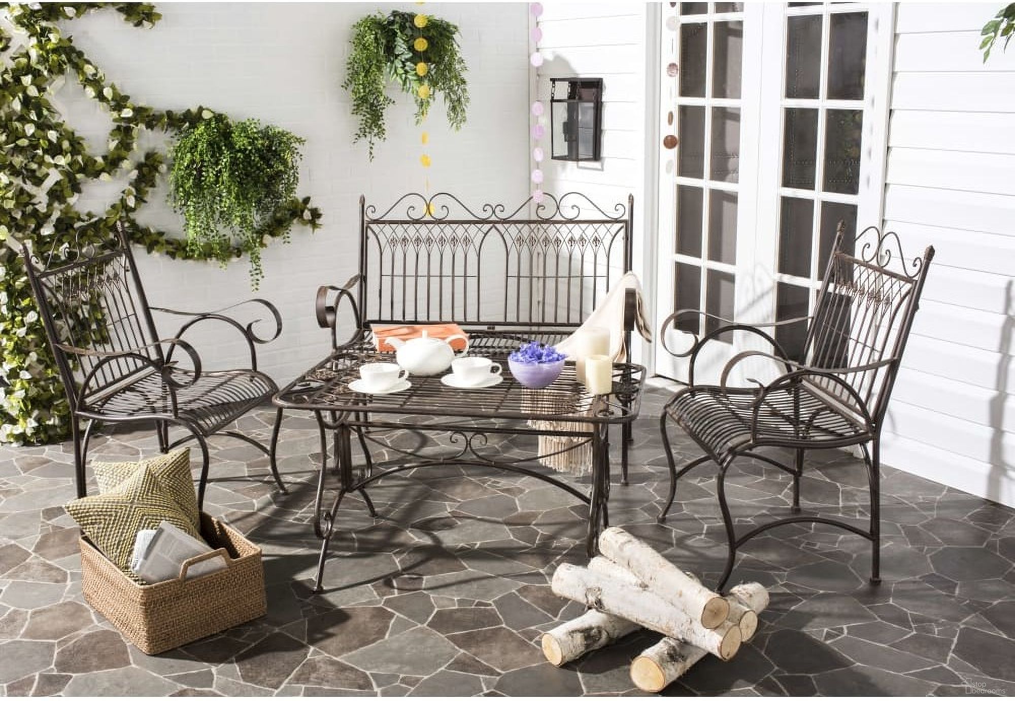 The appearance of Leah Rustic Brown 4-Piece Set designed by Safavieh in the rustic / southwestern interior design. This rustic brown piece of furniture was selected by 1StopBedrooms from Leah Collection to add a touch of cosiness and style into your home. Sku: PAT5000B. Material: Iron.