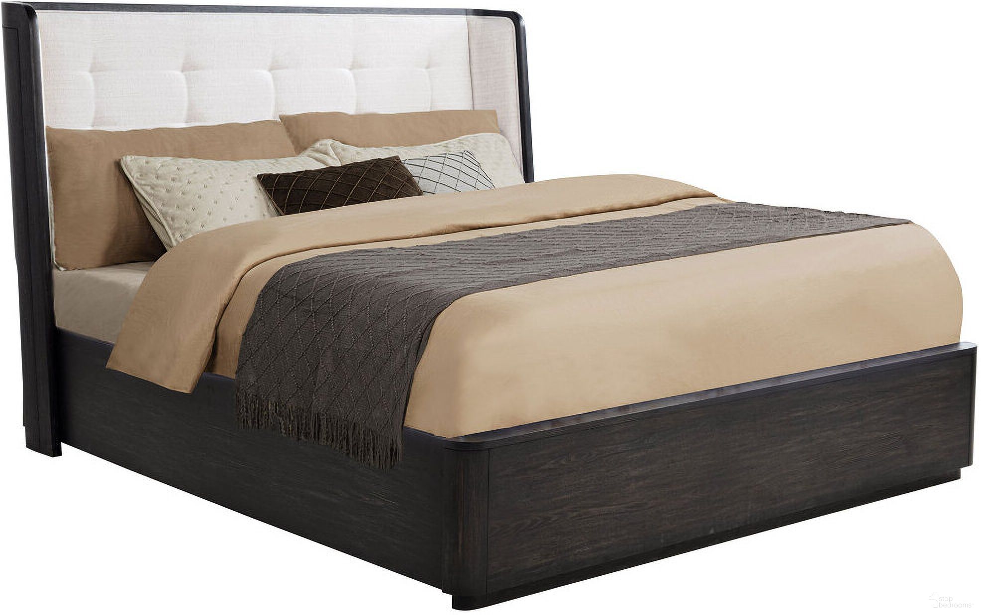 Leandro 55-Inch Eastern King Wingback Bed In Burnished Black