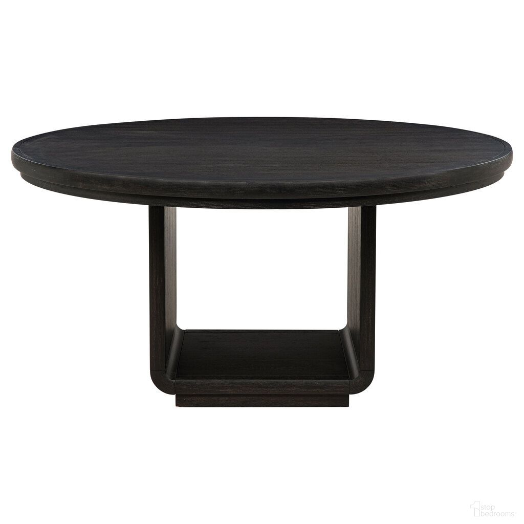 The appearance of Leandro 60-Inch Round Dining Table In Burnished Black designed by Coaster in the modern / contemporary interior design. This burnished black piece of furniture  was selected by 1StopBedrooms from Leandro Collection to add a touch of cosiness and style into your home. Sku: 115390. Table Base Style: Pedestal. Table Top Shape: Round. Material: Rubberwood. Size: 59".