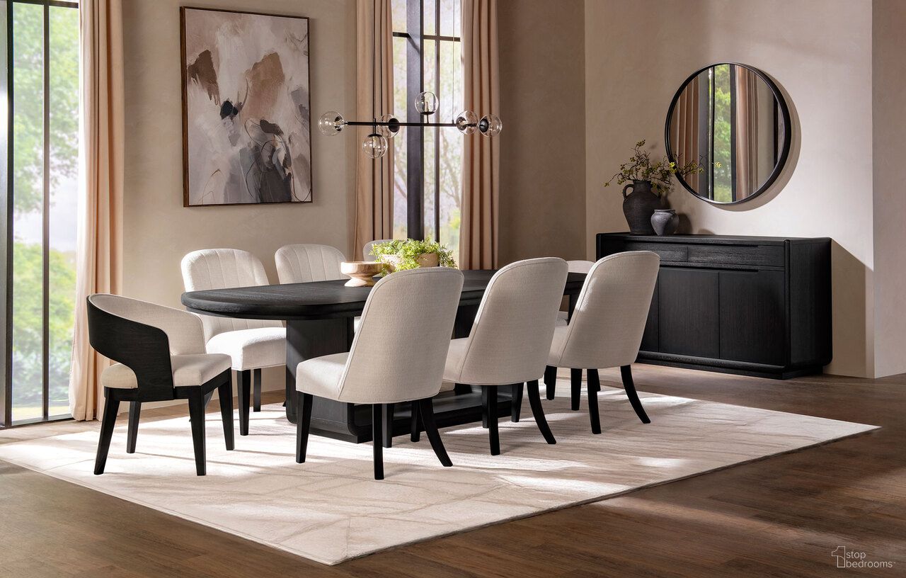 The appearance of Leandro Extandable Dining Room Set In Burnished Black designed by Coaster in the modern / contemporary interior design. This burnished black piece of furniture was selected by 1StopBedrooms from Leandro Collection to add a touch of cosiness and style into your home. Sku: 115391;115392. Table Top Shape: Oval. Material: Ash Veneer. Size: 43" x 77".