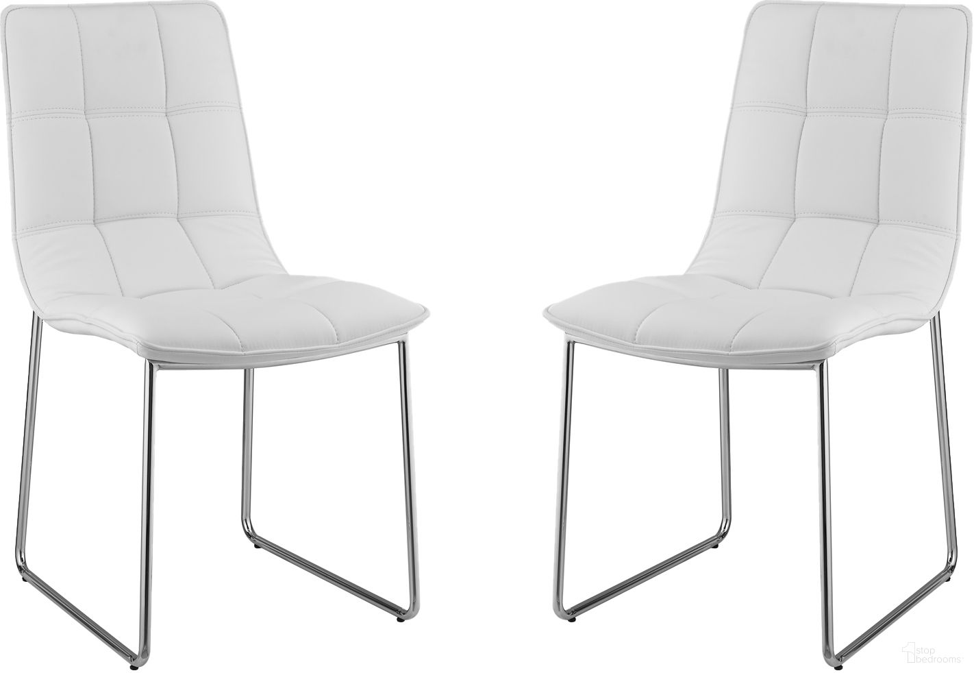 Leandro PU Leather Dining Chair Set of 2 In White
