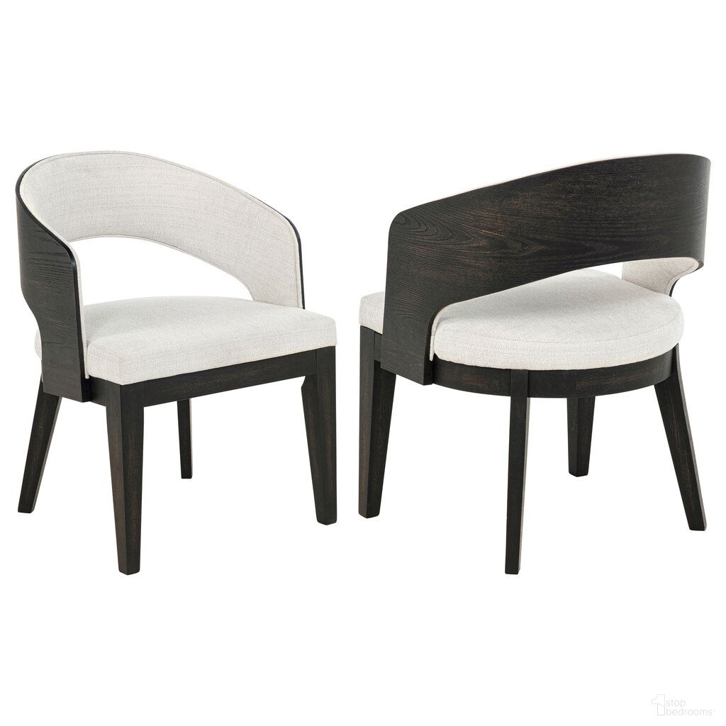 The appearance of Leandro Upholstered Dining Arm Chair Set of 2 In Cream and Burnished Black designed by Coaster in the modern / contemporary interior design. This cream and burnished black piece of furniture was selected by 1StopBedrooms from Leandro Collection to add a touch of cosiness and style into your home. Sku: 115393. Material: Foam. Chair Type: Arm Chair.