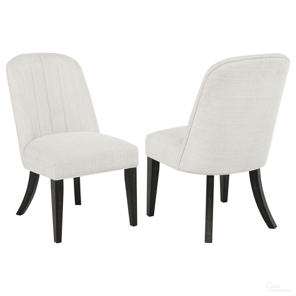 The appearance of Leandro Upholstered Dining Side Chair Set of 2 In Cream and Burnished Black designed by Coaster in the modern / contemporary interior design. This cream and burnished black piece of furniture was selected by 1StopBedrooms from Leandro Collection to add a touch of cosiness and style into your home. Sku: 115392. Material: Plywood. Chair Type: Side Chair.