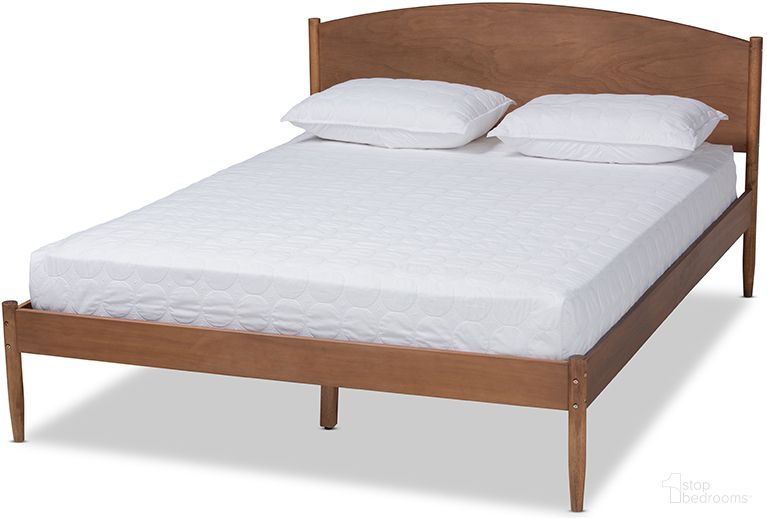 Leanora Mid-Century Modern Ash Wanut Finished Full Size Wood Platform Bed