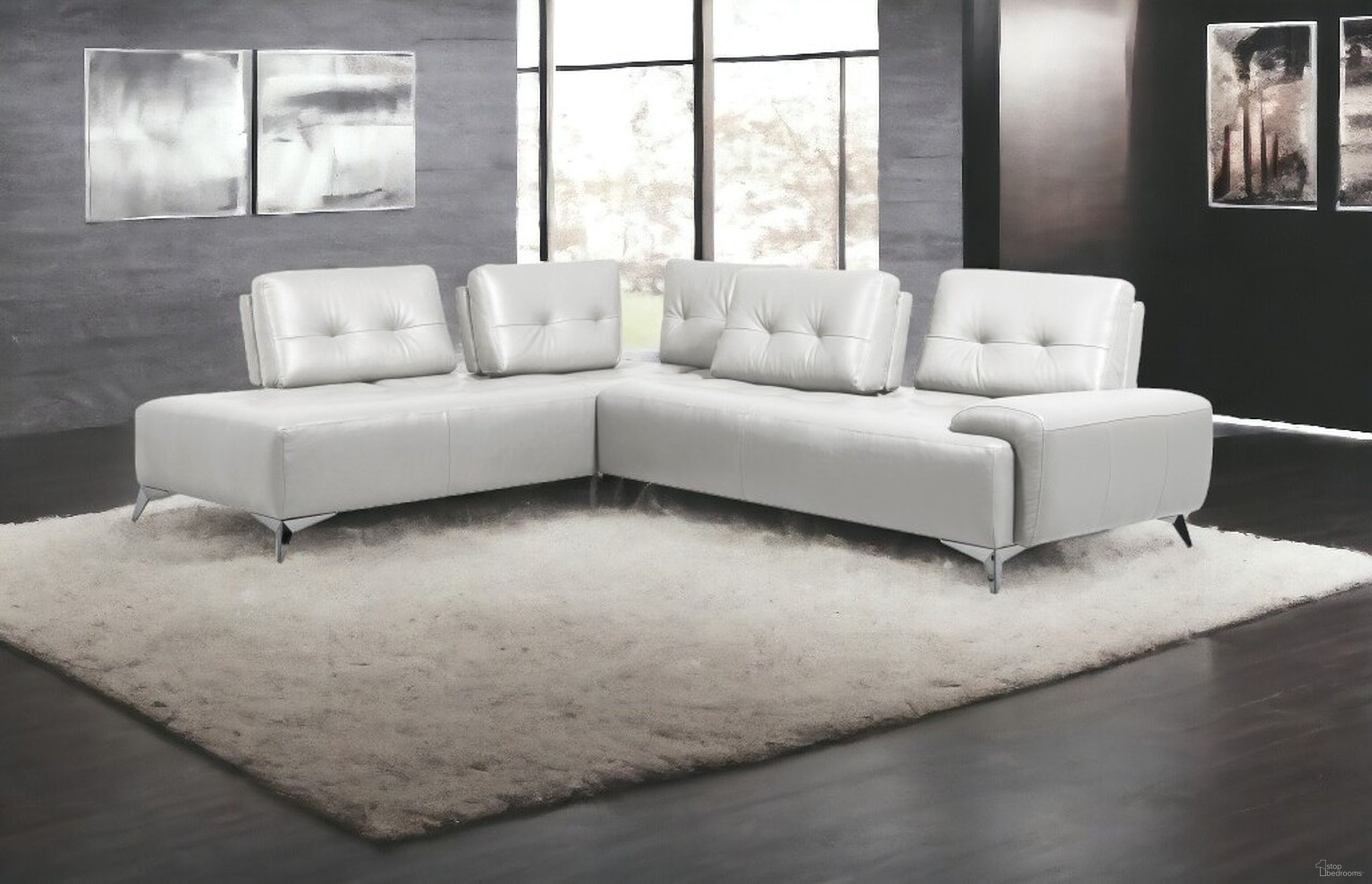 The appearance of Leather L Shaped Two Piece Seating Component In White designed by Homeroots in the modern / contemporary interior design. This white piece of furniture was selected by 1StopBedrooms from to add a touch of cosiness and style into your home. Sku: 523997. Material: Leather.
